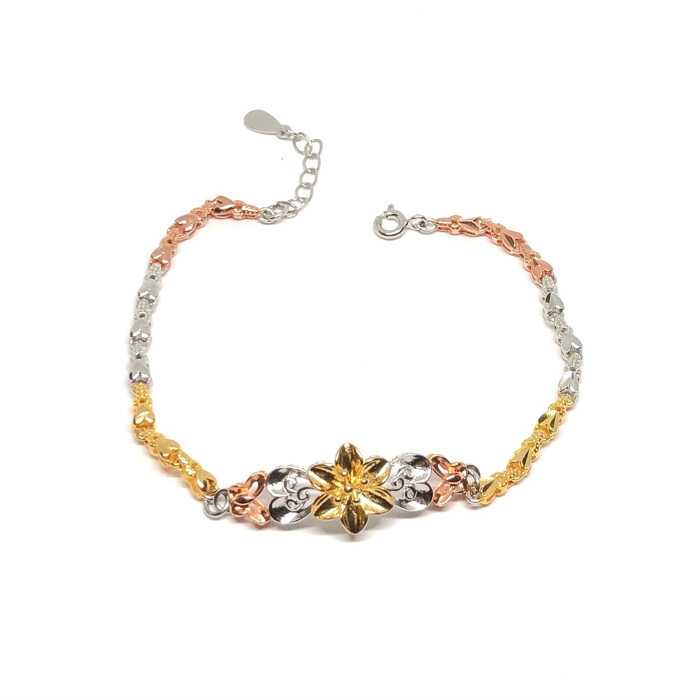 Multi-Color Sterling Silver Flower Heart Butterfly Bracelet